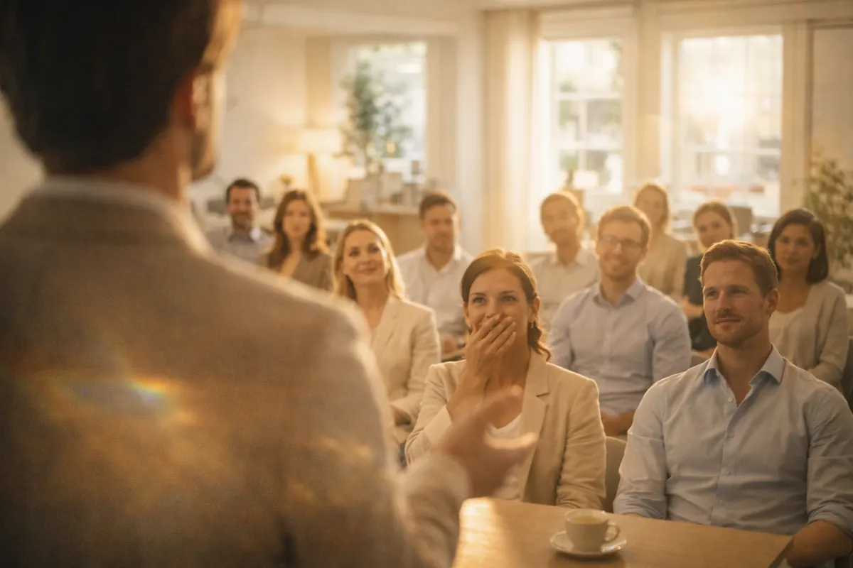 Experte präsentiert vor beeindrucktem Publikum